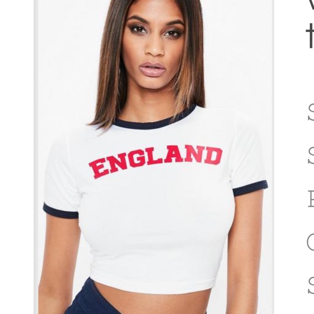 Missguided England Graphic Crop Top NWT